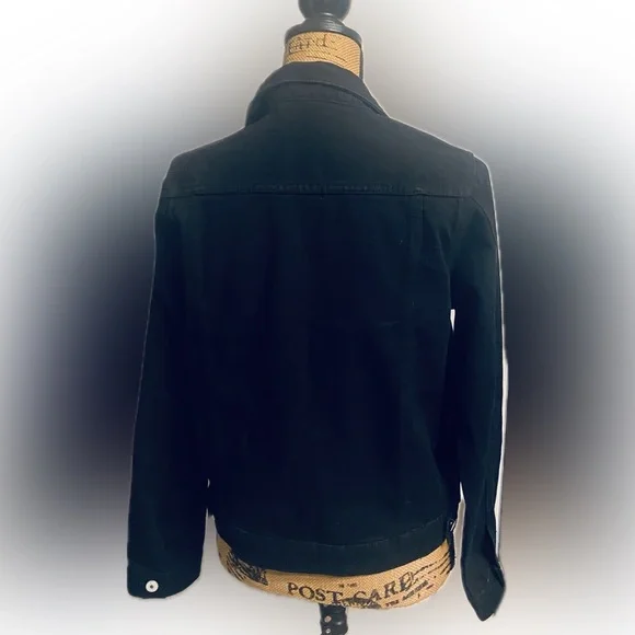 NWT Women’s cropped Black Denim Jean Jacket Sz 3X - Picture 2 of 10